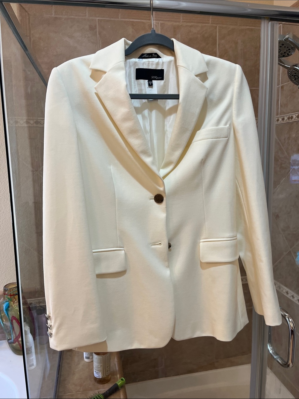 Les Copains Cream Single-Button Tailored Blazer